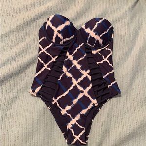 One piece blue bathing suit